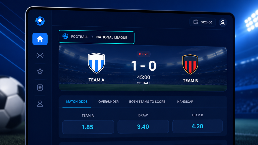 Liga escrita encima del evento en apuestas deportivas